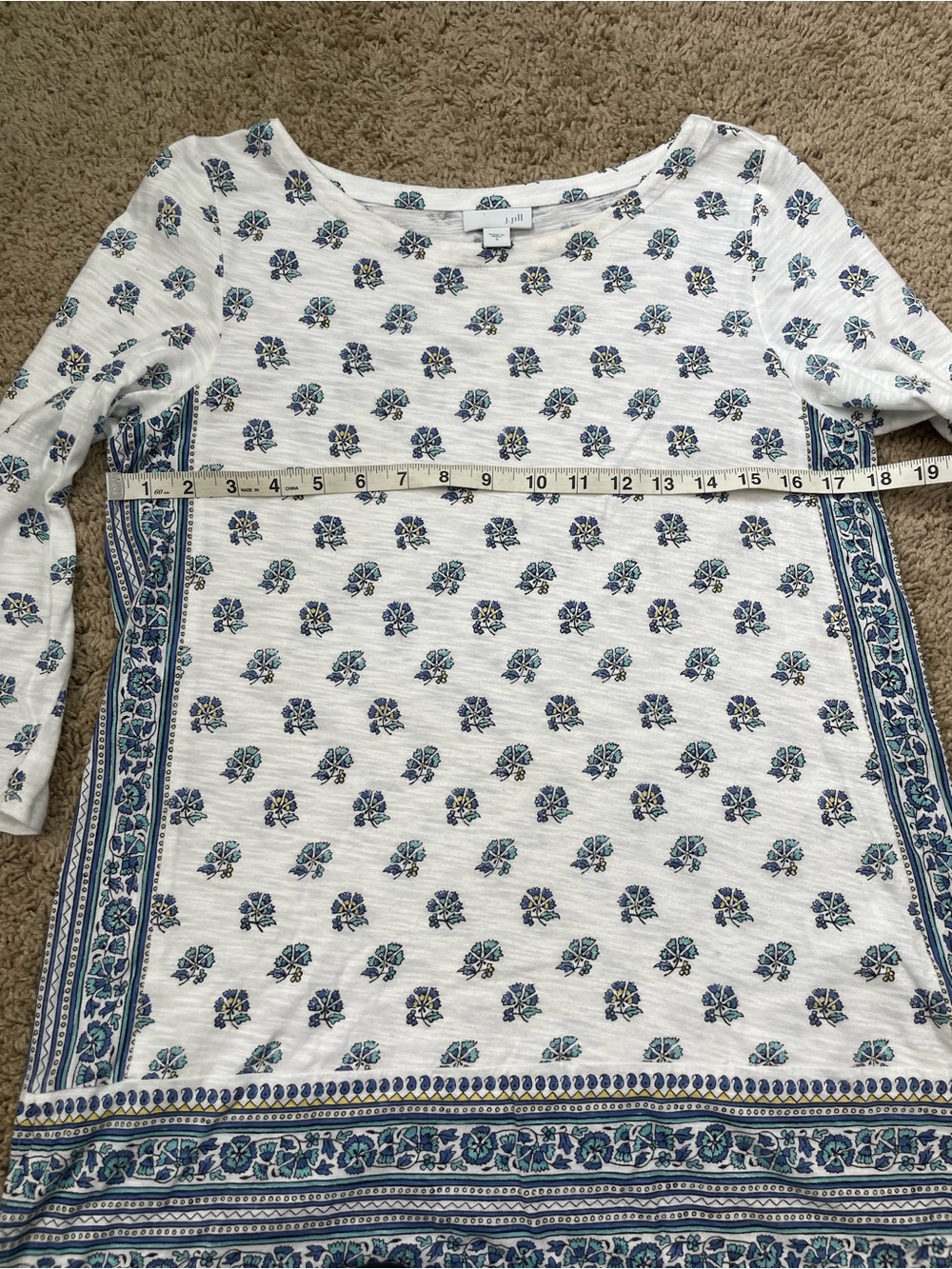 J. Jill White Scoop Neck Top with Blue Floral Border - Picture 8 of 13